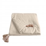 Edredon bout de lit en coton avec pompons 90 x 190 cm Cocoon ecru